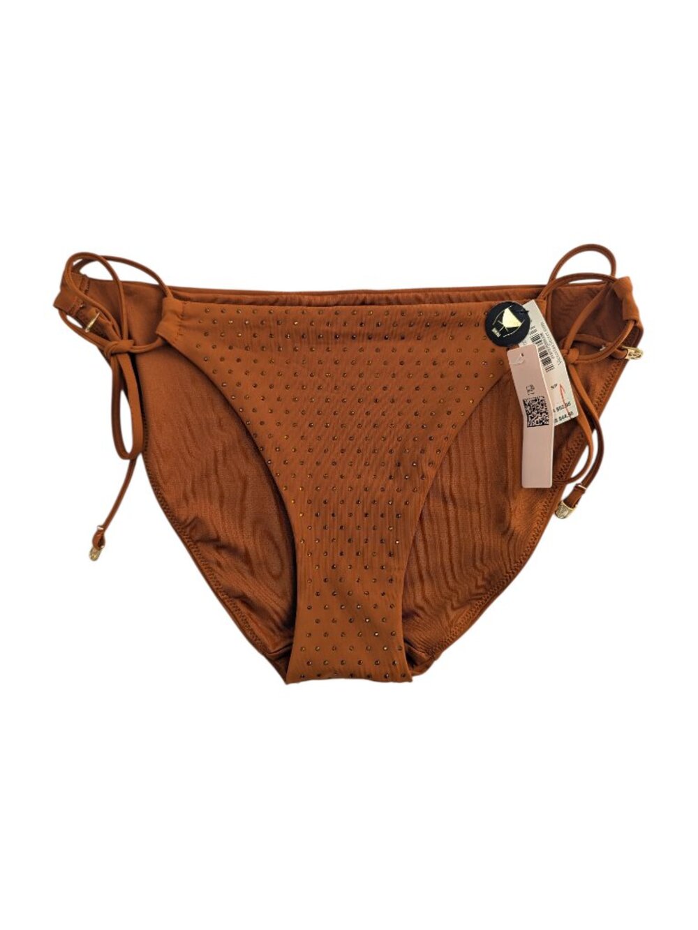 Victoria's Secret Rhinestone Bikini Bottoms Diamante Orange Brown Size Small